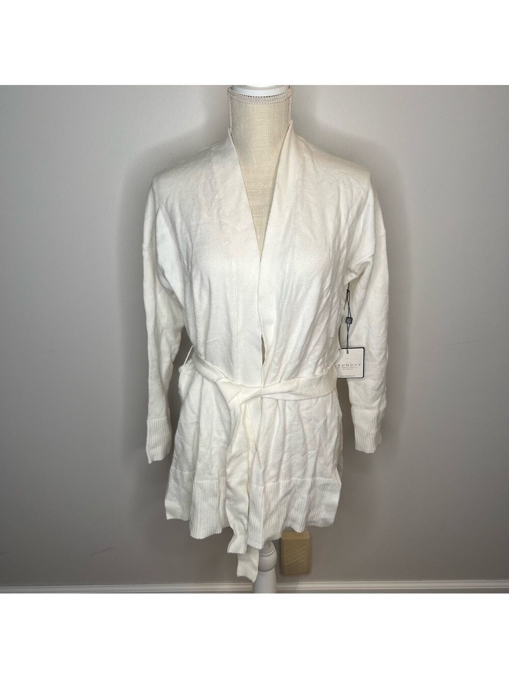 LAUNDRY by SHELLI SEGAL NEW Women's Mid Thigh Open Tie Cardigan Size XS